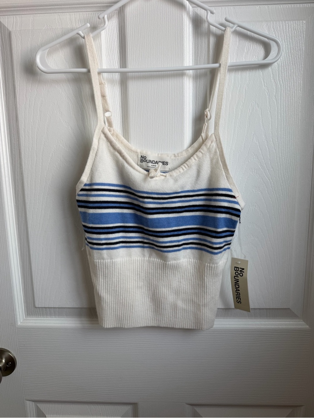 No Boundaries Sweater Cami with Blue Stripes